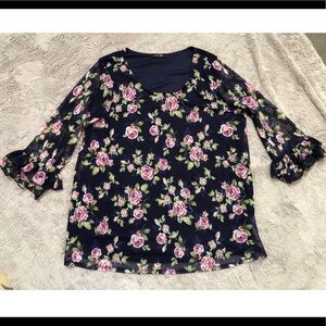 3 quarter sleeve floral blouse